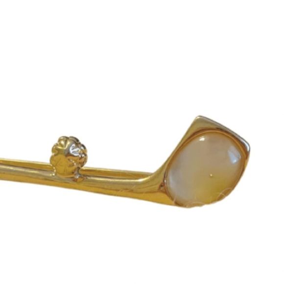Embellished Gold Golf Club Brooch - Picture 3 of 4